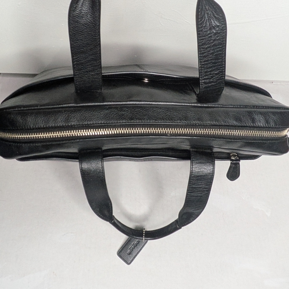 Coach Hampton F54801 Black Leather Briefcase Laptop Crossbody Bag Business Tote - Picture 7 of 16